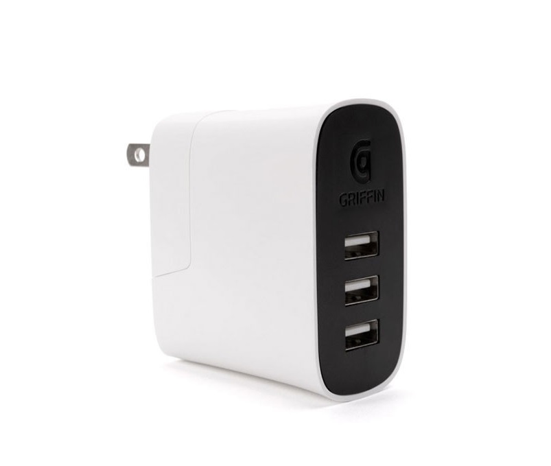 GRIFFIN ULTRA-POWERFUL 3-PORT USB WALL CHARGER, 10 WATT, 3X AT ONCE