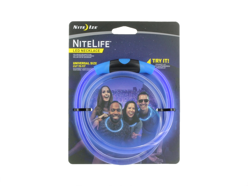 NITE IZE NITELIFE LED NECKLACE BLUE GLOWS & FLASHES LIGHT ADJUSTABLE