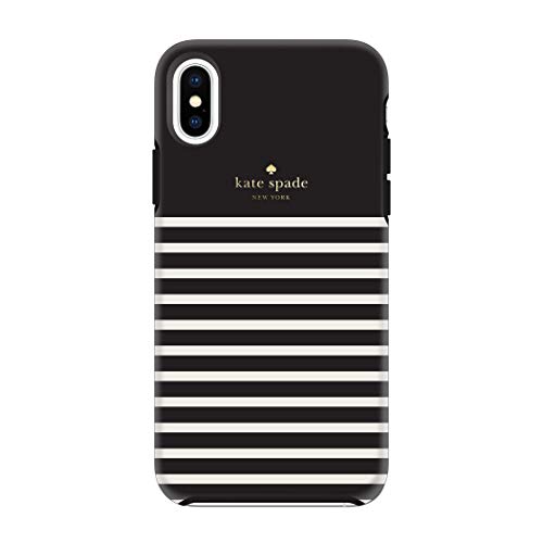 KATE SPADE NEW YORK BLACK/CREAM FEEDER STRIPE CASE FOR IPHONE XS MAX - SOFT TOUCH PROTECTIVE HARDSHELL
