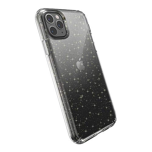 SPECK IPHONE 11 PRO MAX CASE - PRESIDIO CLEAR + GLITTER - PROTECTIVE ULTRA THIN SLIM HARD ANTI SCRATCH COVER, CLEAR/GOLD GLITTER (130027-5636)