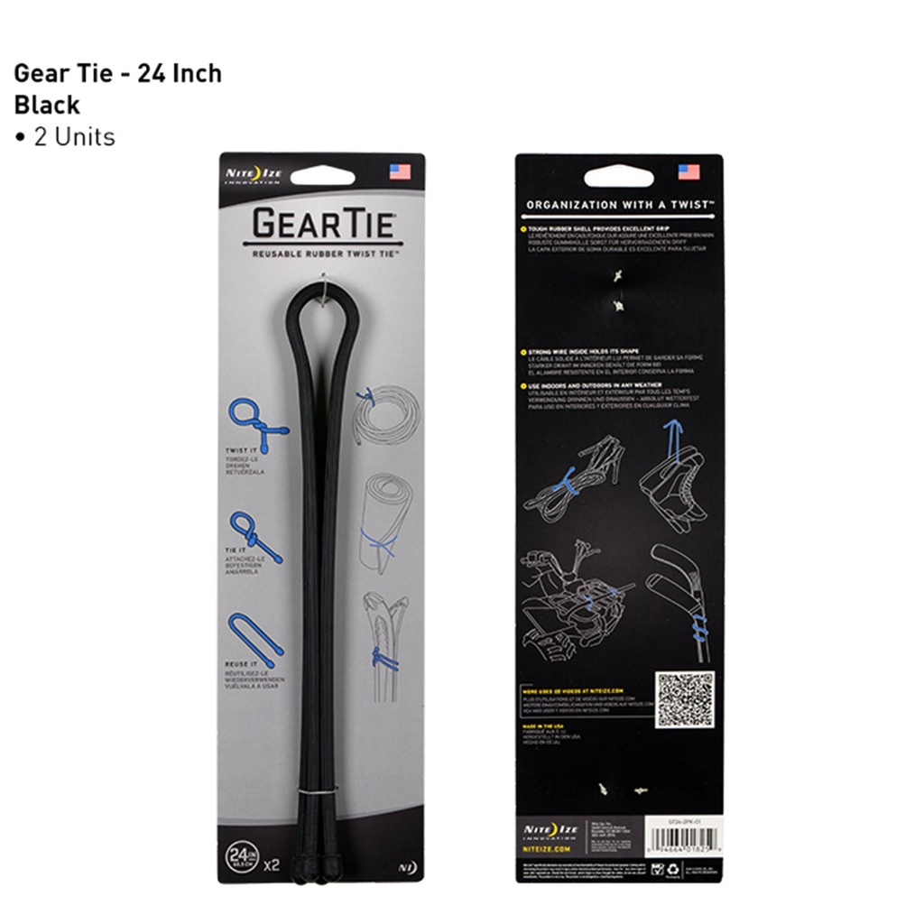 NITEIZE 24" GEAR TIE LOOPABLE TWIST TIE BLACK